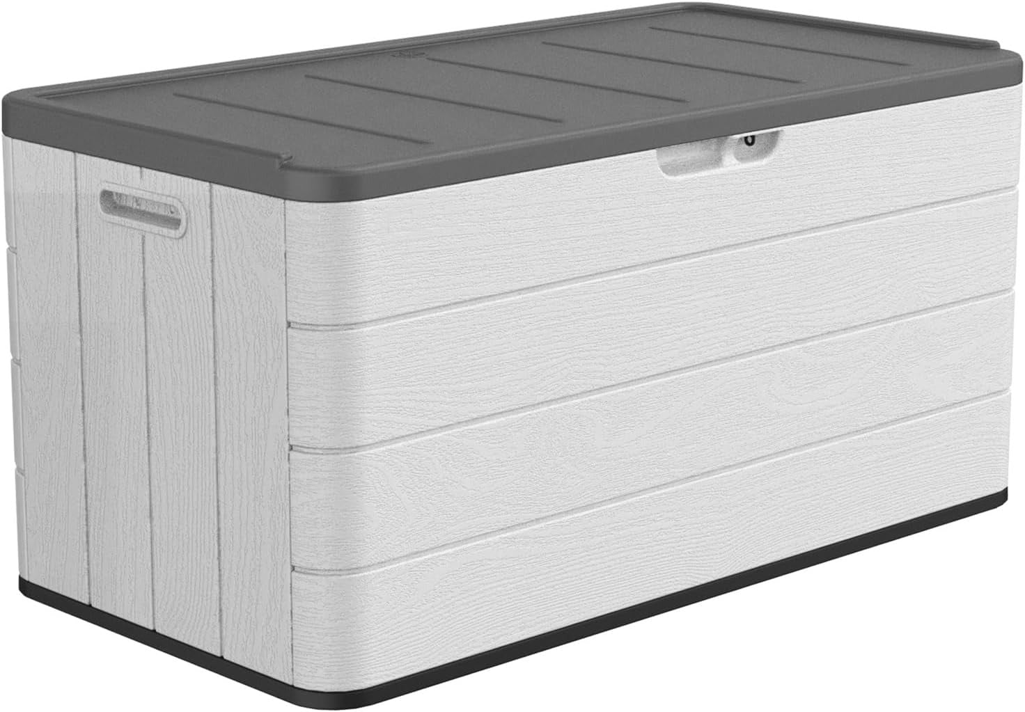 ADDOK Large Resin Deck Box Lockable, Outdoor Garden Storage Box Waterproof, Elegant Storage Bench for Cushions, Garden Tools