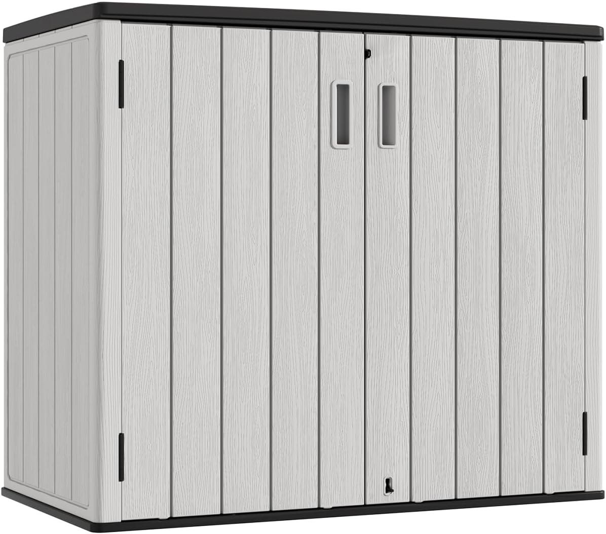 KINYING Outdoor Horizontal Storage Plastic Shed,37 Cu.ft Outdoor Storage Cabinet Waterproof Resin Tool Storage Box (Grey)
