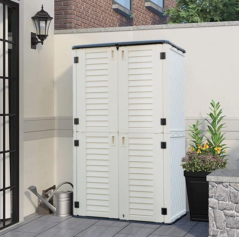 Garden Weather Resistance 4 ft. 2 in. W x 2 ft. 5 in. D Resin Vertical Tool Shed outdoor storage