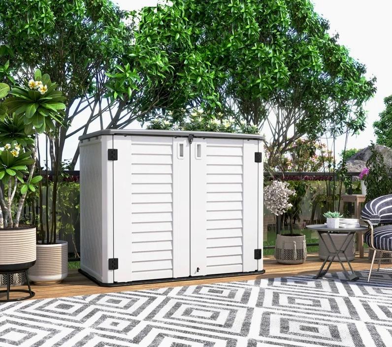 Garden 4 ft. W x 2 ft. D Plastic Horizontal Garage Shed outdoor storage