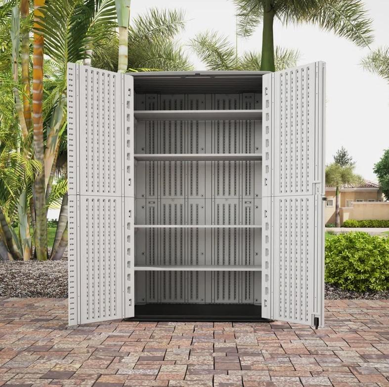 Garden Weather Resistance 4 ft. 2 in. W x 2 ft. 5 in. D Resin Vertical Tool Shed outdoor storage