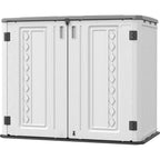 Resin Outdoor Storage Shed, 38 cu.ft Outdoor Storage Box Waterproof for Garden Tools, Patio Furniture, Trash Cans, Garage Storage, Customized Shelves & Lockable (Off White)