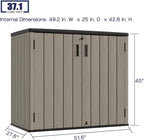 KINYING Outdoor Horizontal Storage Sheds,37 Cu.ft Outdoor Storage Cabinet Waterproof Resin Tool Storage Box Plastic Shed Organiser