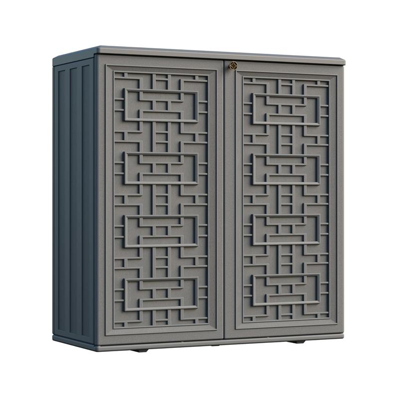 All-Weather Utility Cabinet for Garden, Patio, Pool & Backyard – Waterproof Plastic Storage with Adjustable Shelves for Tools & Shoes, 34.3″×15″×36.2″