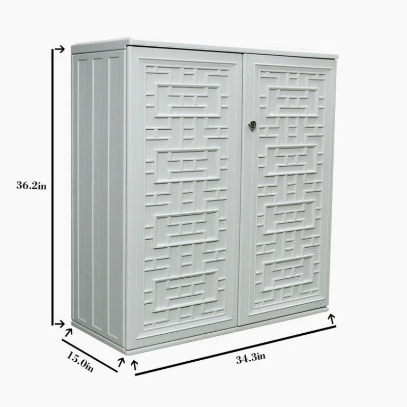 Home Furniture Outdoor 34.3"W x 36.2"H Plastic Vertical Storage Shed With One Shelf
