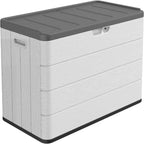 Outdoor pool storage box, waterproof resin material, lockable, suitable for storing outdoor gardening tools.
