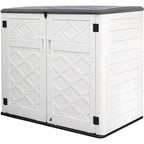 Resin Outdoor Storage Shed, 38 cu.ft Outdoor Storage Box Waterproof for Garden Tools, Patio Furniture, Trash Cans, Garage Storage, Customized Shelves & Lockable (Off White)