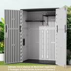 KINYING Outdoor Vertical Storage Plastic Shed,57 Cu.ft Outdoor Storage Cabinet Waterproof,Resin Sheds & Outdoor Storage (Grey)