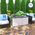 Outdoor pool storage box, waterproof resin material, lockable, suitable for storing outdoor gardening tools.