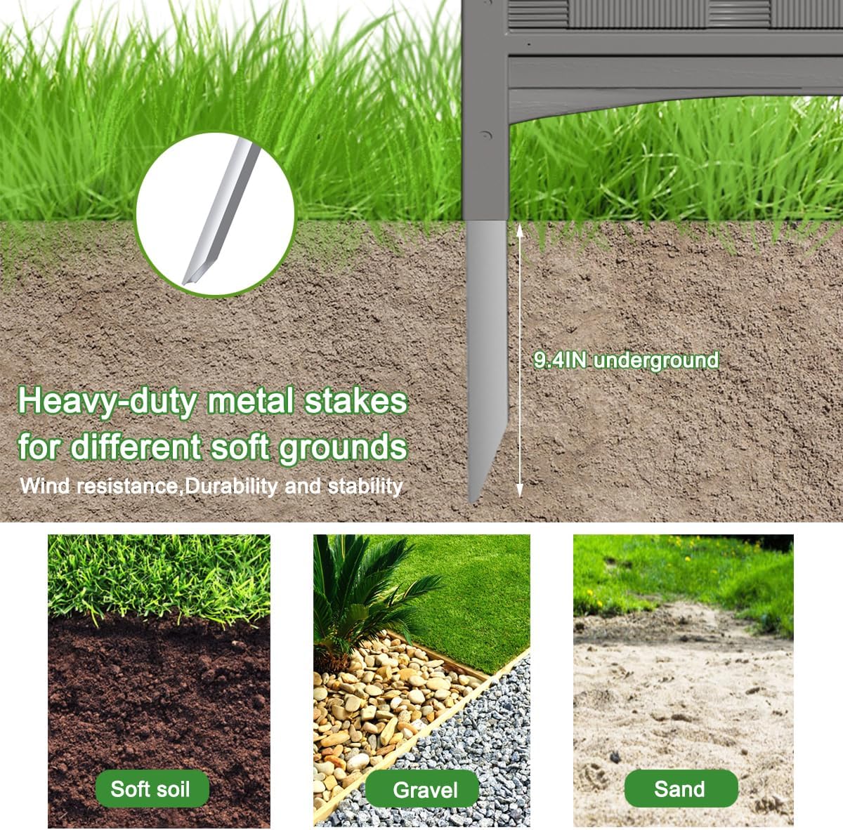 Air Conditioner Fence Privacy Screen,Resin Outdoor Privacy Vinyl Fence,4 Panels Pool Equipment Enclosure with Metal Stake,45" (H) x 22" (W) Per Panel Trash Can Enclosure