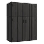 KINYING Outdoor Vertical Storage Plastic Shed,57 Cu.ft Outdoor Storage Cabinet Waterproof,Resin Sheds & Outdoor Storage (Black)