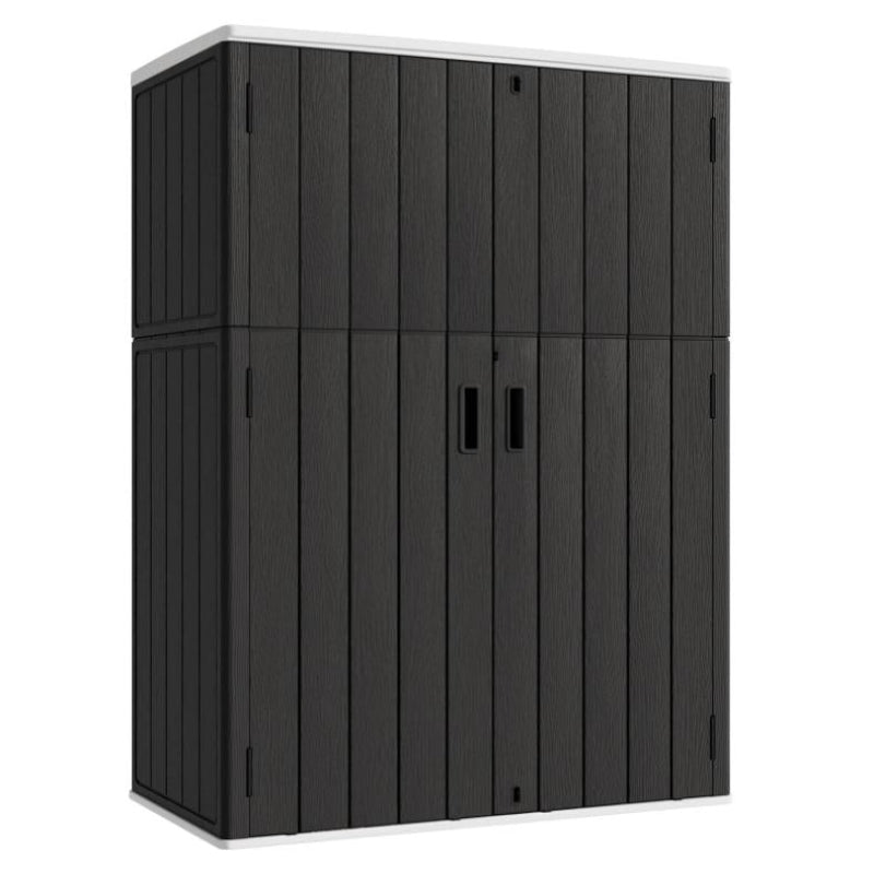 KINYING Outdoor Vertical Storage Plastic Shed,57 Cu.ft Outdoor Storage Cabinet Waterproof,Resin Sheds & Outdoor Storage (Black)