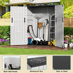 KINYING Outdoor Vertical Storage Plastic Shed,57 Cu.ft Outdoor Storage Cabinet Waterproof,Resin Sheds & Outdoor Storage (Grey)