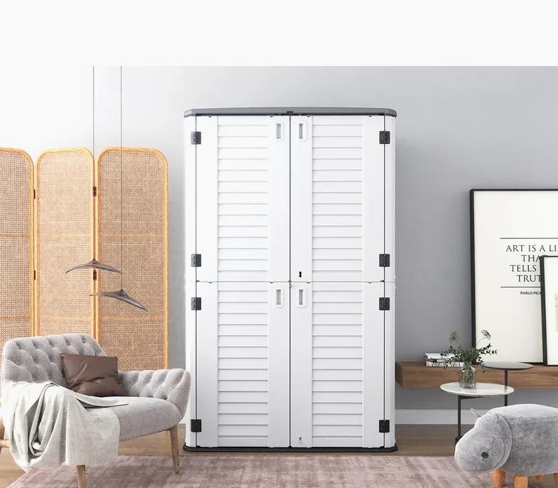 Garden Weather Resistance 4 ft. 2 in. W x 2 ft. 5 in. D Resin Vertical Tool  Shed outdoor storage