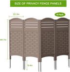 KINYING 4 Panels Fence Privacy Screen,Modern Design Pool Equipment Trash Can Enclosure Screen for Outdoor,Resin Fence Panels Kit Exterior