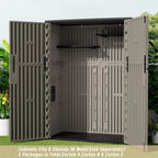 KINYING Outdoor Vertical Storage Plastic Shed,57 Cu.ft Outdoor Storage Cabinet Waterproof,Resin Sheds & Outdoor Storage (Brown)