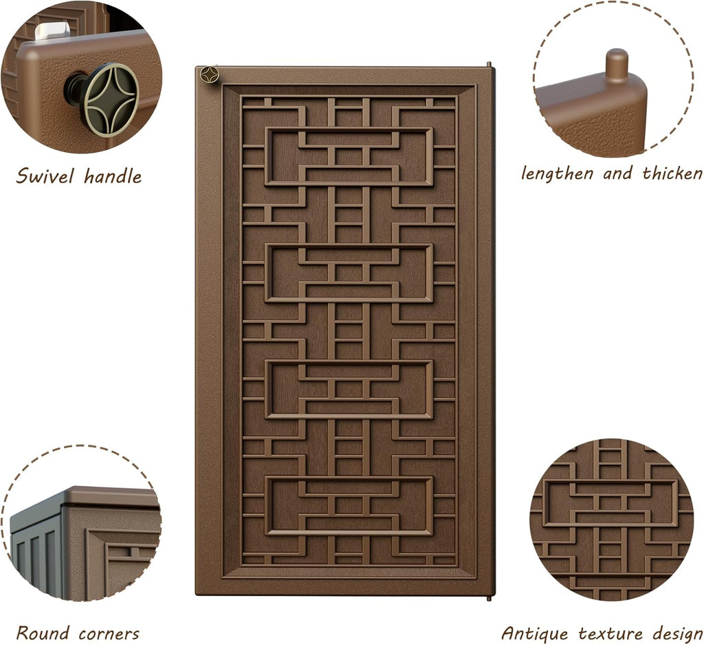 Outdoor Plastic Storage Cabinet, Horizontal Resin Tool Shed for Garden, All Weather Outdoor Storage Clearance, DIY Usage, with one Shelf (Coffee)