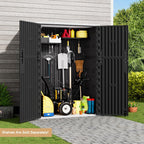KINYING Outdoor Vertical Storage Plastic Shed,57 Cu.ft Outdoor Storage Cabinet Waterproof,Resin Sheds & Outdoor Storage (Black)