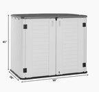 KINYING Outdoor Storage Shed - Horizontal Storage Box Waterproof for Garden, Patios, Backyards, Multi-Opening Door for Easy Storage of Garbage Cans, Tools, Lawn Mower, 26 Cubic Feet,Brown