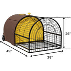 DIYOKAI Plastic Chicken Rabbit Hutch Cage Outdoor Guinea Pig Cage with Waterproof Shell, Easy Tray, Separable Hutch, Revolving Doors, Smooth Wheels