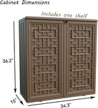 Outdoor Plastic Storage Cabinet, Horizontal Resin Tool Shed for Garden, All Weather Outdoor Storage Clearance, DIY Usage, with one Shelf (Coffee)