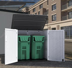 KINYING Larger Outdoor Storage Shed Weather Resistance, Horizontal Outdoor Storage Box Waterproof for Garden, Patios, Backyards, 48 Cu.ft Capacity for Garbage Cans, Lawn Mower, Garden Tools