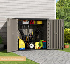KINYING Outdoor Horizontal Storage Sheds,37 Cu.ft Outdoor Storage Cabinet Waterproof Resin Tool Storage Box Plastic Shed Organiser