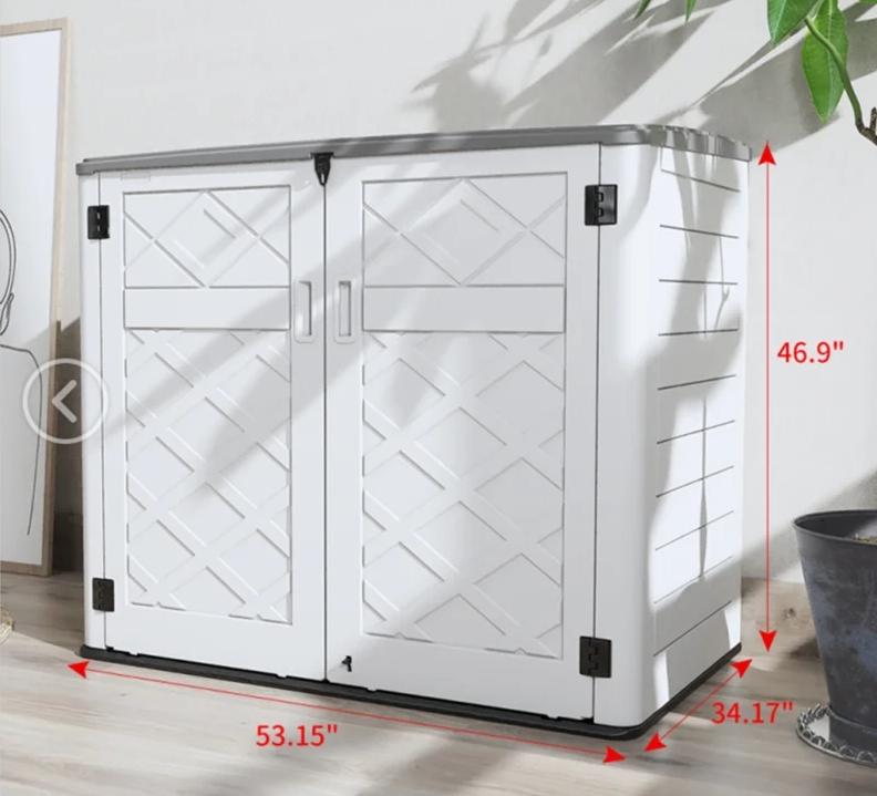KINYING Larger Outdoor Storage Shed Weather Resistance, Horizontal Outdoor Storage Box Waterproof for Garden, Patios, Backyards, 48 Cu.ft Capacity for Garbage Cans, Lawn Mower, Garden Tools