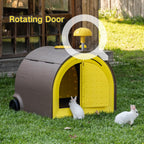 DIYOKAI Plastic Chicken Rabbit Hutch Cage Outdoor Guinea Pig Cage with Waterproof Shell, Easy Tray, Separable Hutch, Revolving Doors, Smooth Wheels