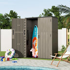 KINYING Outdoor Vertical Storage Plastic Shed,57 Cu.ft Outdoor Storage Cabinet Waterproof,Resin Sheds & Outdoor Storage (Brown)