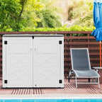 KINYING Larger Outdoor Storage Shed Weather Resistance, Horizontal Outdoor Storage Box Waterproof for Garden, Patios, Backyards, 48 Cu.ft Capacity for Garbage Cans, Lawn Mower, Garden Tools