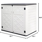 Resin Outdoor Storage Shed, 38 cu.ft Outdoor Storage Box Waterproof for Garden Tools, Patio Furniture, Trash Cans, Garage Storage, Customized Shelves & Lockable (Off White)