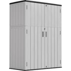 Resin Outdoor Storage Shed, 38 cu.ft Outdoor Storage Box Waterproof for Garden Tools, Patio Furniture, Trash Cans, Garage Storage, Customized Shelves & Lockable (Off White)