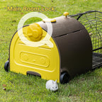 DIYOKAI Plastic Chicken Rabbit Hutch Cage Outdoor Guinea Pig Cage with Waterproof Shell, Easy Tray, Separable Hutch, Revolving Doors, Smooth Wheels