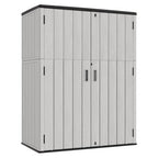 KINYING Outdoor Vertical Storage Plastic Shed,57 Cu.ft Outdoor Storage Cabinet Waterproof,Resin Sheds & Outdoor Storage (Grey)