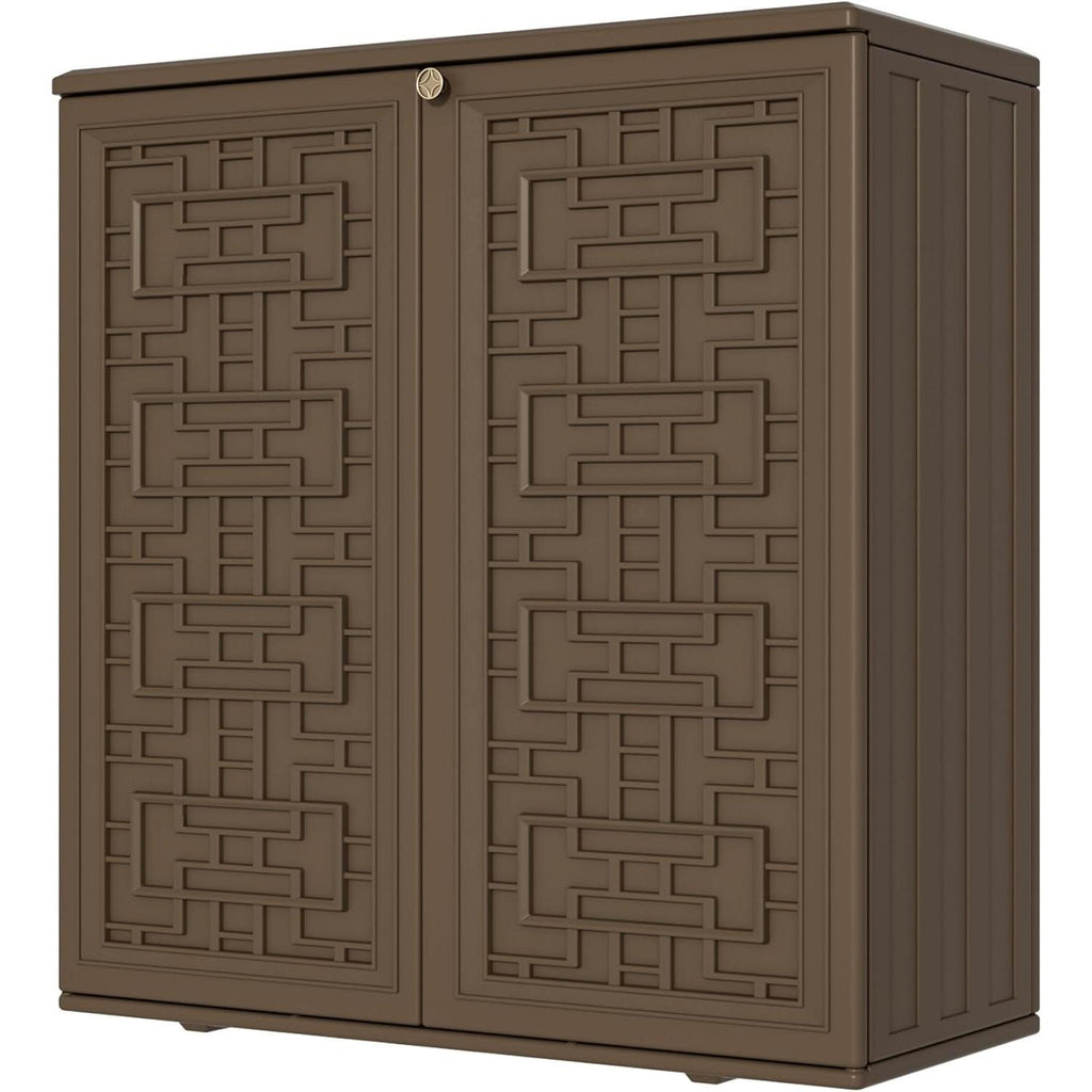 Resin Outdoor Storage Shed, 38 cu.ft Outdoor Storage Box Waterproof for Garden Tools, Patio Furniture, Trash Cans, Garage Storage, Customized Shelves & Lockable (Off White)