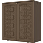 Resin Outdoor Storage Shed, 38 cu.ft Outdoor Storage Box Waterproof for Garden Tools, Patio Furniture, Trash Cans, Garage Storage, Customized Shelves & Lockable (Off White)