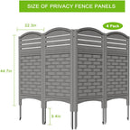 Air Conditioner Fence Privacy Screen,Resin Outdoor Privacy Vinyl Fence,4 Panels Pool Equipment Enclosure with Metal Stake,45" (H) x 22" (W) Per Panel Trash Can Enclosure