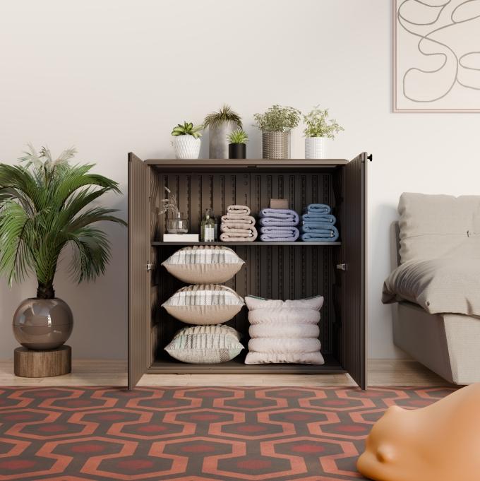 Home Furniture Outdoor 34.3"W x 36.2"H Plastic Vertical Storage Shed With One Shelf