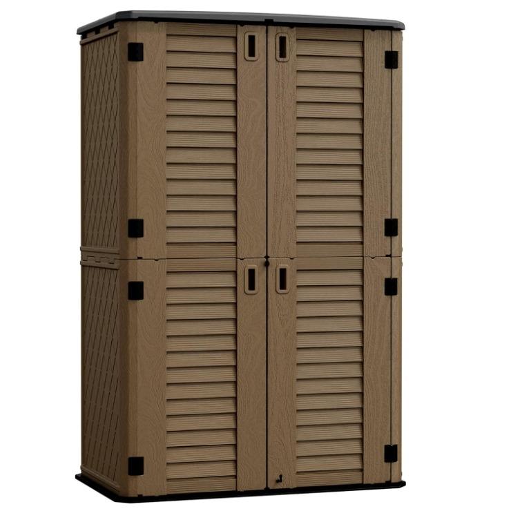 Garden Weather Resistance 4 ft. 2 in. W x 2 ft. 5 in. D Resin Vertical Tool  Shed outdoor storage