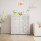 Waterproof Indoor Outdoor Storage Cabinet, Plastic Utility Organizer for Garden, Patio, Poolside, and Backyard, Ideal for Tools, Shoes, and Supplies, 34.3''L x 15''W x 36.2''H, Off-White