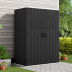 KINYING Outdoor Vertical Storage Plastic Shed,57 Cu.ft Outdoor Storage Cabinet Waterproof,Resin Sheds & Outdoor Storage (Black)