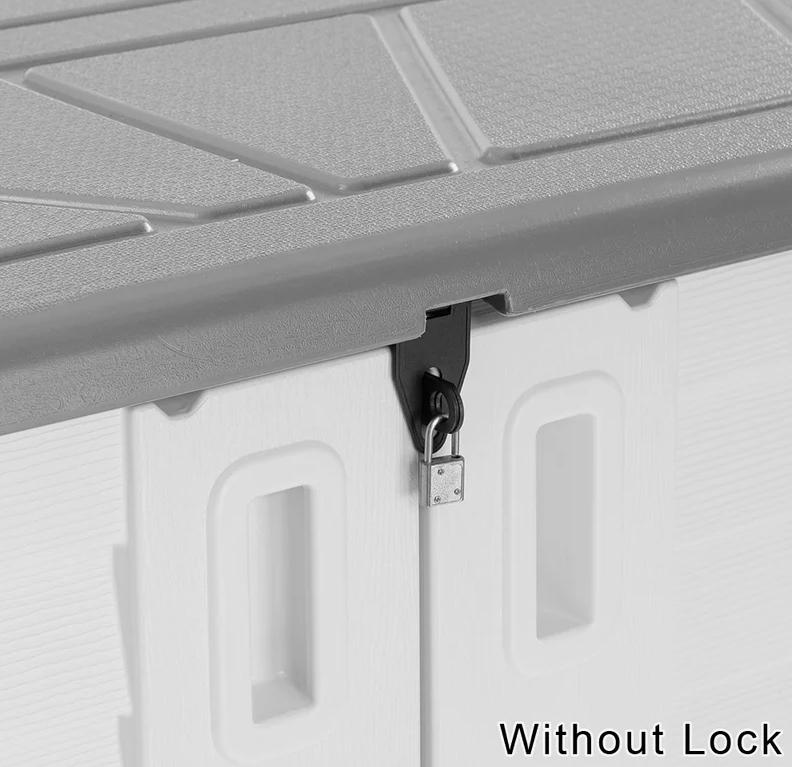 KINYING Outdoor Storage Shed - Horizontal Storage Box Waterproof for Garden, Patios, Backyards, Multi-Opening Door for Easy Storage of Garbage Cans, Tools, Lawn Mower, 26 Cubic Feet,Brown