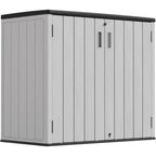 Resin Outdoor Storage Shed, 38 cu.ft Outdoor Storage Box Waterproof for Garden Tools, Patio Furniture, Trash Cans, Garage Storage, Customized Shelves & Lockable (Off White)