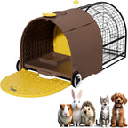 DIYOKAI Plastic Chicken Rabbit Hutch Cage Outdoor Guinea Pig Cage with Waterproof Shell, Easy Tray, Separable Hutch, Revolving Doors, Smooth Wheels