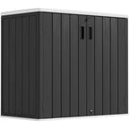 Resin Outdoor Storage Shed, 38 cu.ft Outdoor Storage Box Waterproof for Garden Tools, Patio Furniture, Trash Cans, Garage Storage, Customized Shelves & Lockable (Off White)