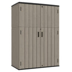 KINYING Outdoor Vertical Storage Plastic Shed,57 Cu.ft Outdoor Storage Cabinet Waterproof,Resin Sheds & Outdoor Storage (Brown)