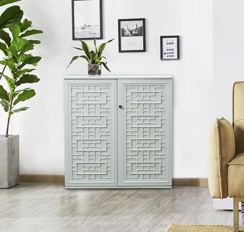 Home Furniture Outdoor 34.3"W x 36.2"H Plastic Vertical Storage Shed With One Shelf