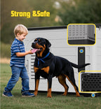 XLarge Durable Plastic Dog House for Big Dogs - Indoor Outdoor Double-Layer Insulated Doghouse with Open-Top Cover, Lockable SlidingDoor, Elevated Floor (46''L*38''W*39''H)