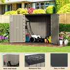 KINYING Outdoor Horizontal Storage Sheds,37 Cu.ft Outdoor Storage Cabinet Waterproof Resin Tool Storage Box Plastic Shed Organiser